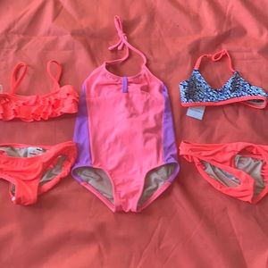 🆕 NEW Crewcuts size 3 swimsuits includes 3 neon orange purple and blue bikini